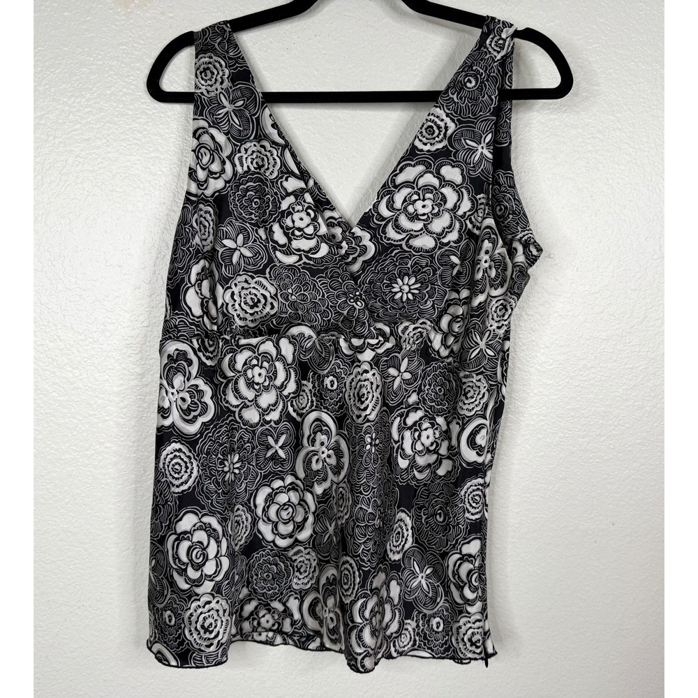 Old Navy Women's Silk Babydoll 90's Y2K Satin Whimigoth Floral Top Black Sz XL
